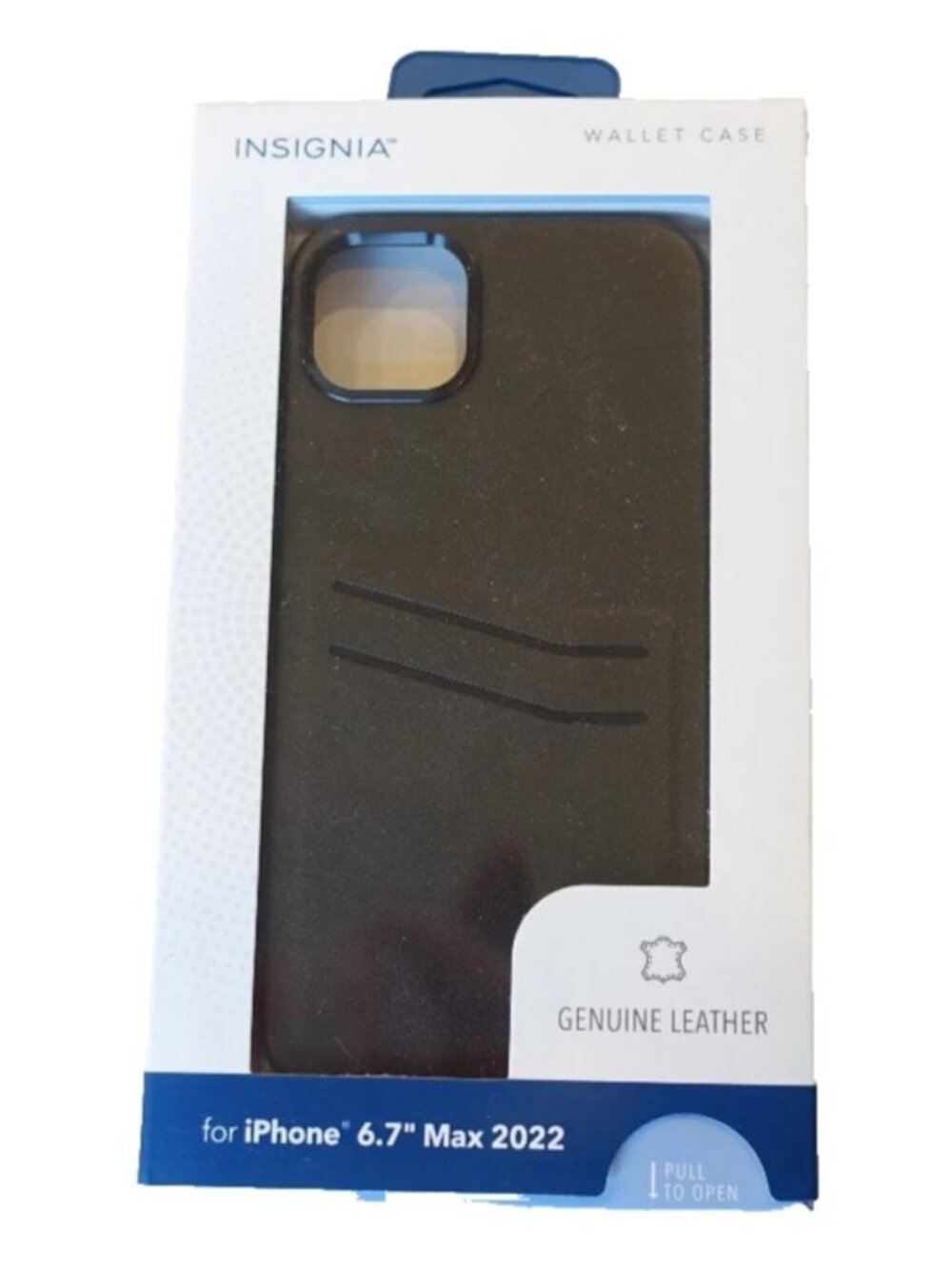 Insignia Black Real Leather iPhone 14 6.7” Pro Max 2022 Wallet Case
